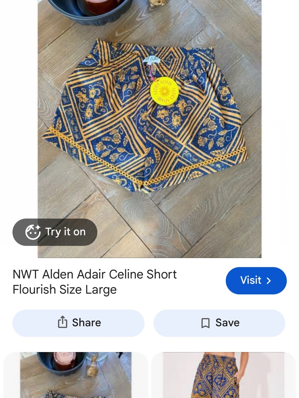 Alden Navy and Gold Geometric Floral Shorts